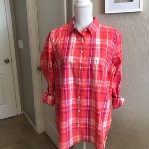 Tommy Hilfiger Plaid Button Down Shirt NWT Pink XL